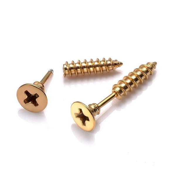 Screw Earrings in a Pair- 3 Colors - Picture 3 of 5